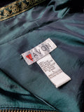 Vintage 80s Lavon Windbreaker Jacket - Women's Large - Dark Green/Gold