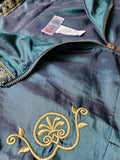 Vintage 80s Lavon Windbreaker Jacket - Women's Large - Dark Green/Gold