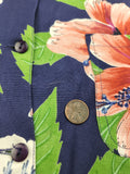 Vintage Pro Vision Floral Denim Poly SS Button Up - Women's Large